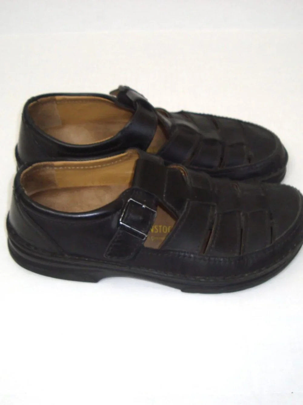 Vintage Birkenstock Footprints Madeira Black Leather Fisherman Sandals Y2K